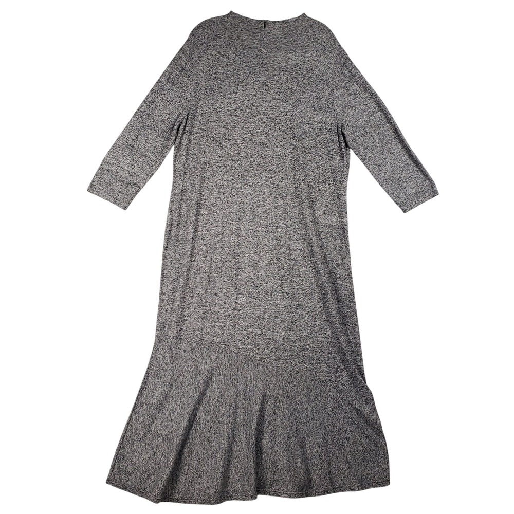 Chico's Womens XL Grey Cotton Blend Knit Asymmetric Zip Front Sweater Dress Boho